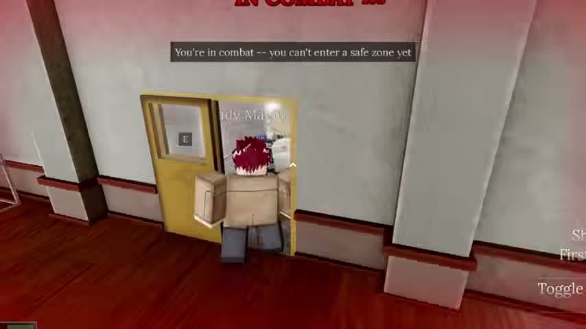 Safe-zone doorway rejection while the IN COMBAT state remains active